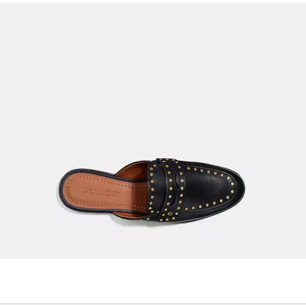 NIB Coach Black Leather Studded Loafers, sz 7 - Picture 10 of 11